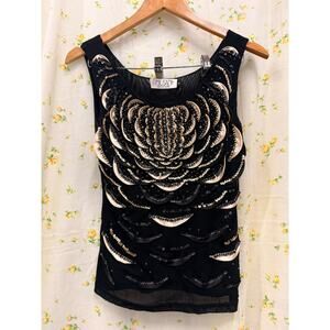 Musani Couture‎ Shell Black Embellishment Beading Top Small Luxury Rare Unique